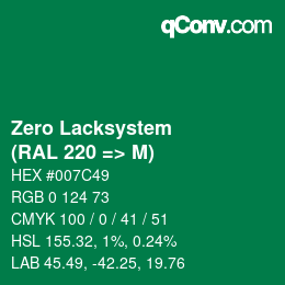 Color code: Zero Lacksystem - (RAL 220 => M) | qconv.com